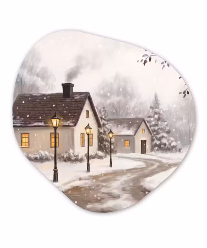 Glasbild Organische Form - Winter – Landschaft – Schnee