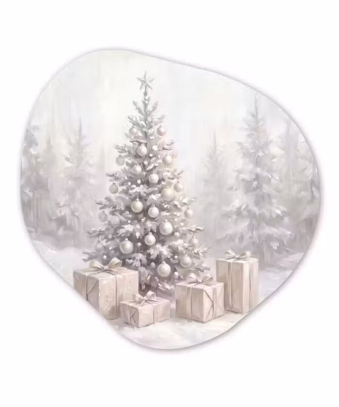 Glasbild Organische Form - Winterwald – Weihnachtsbaum – Kunst