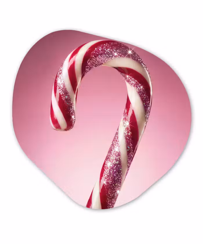 Glasbild Organische Form - Zuckerstange – Glitzernd – Rosa