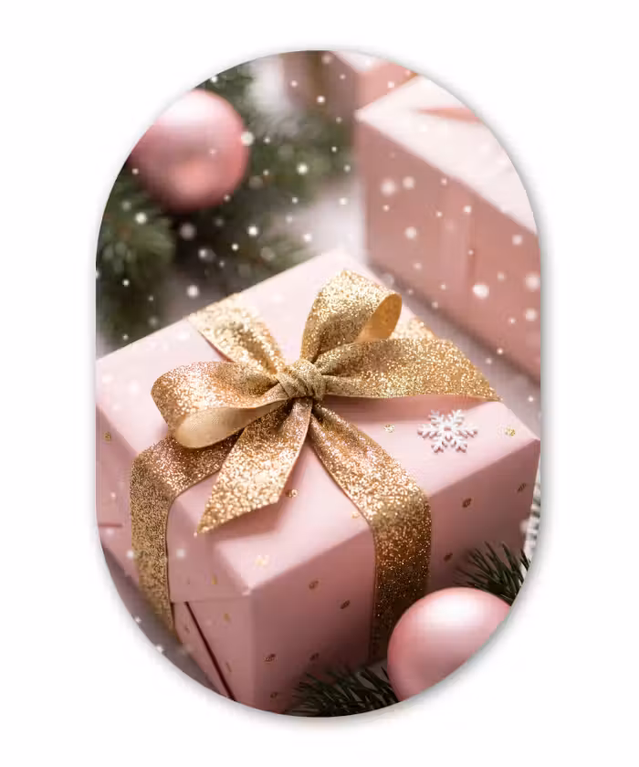 Glasbild Oval - Geschenk – Weihnachten – Rosa