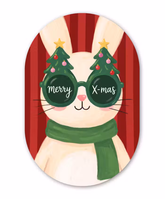 Glasbild Oval - Kaninchen – Weihnachten – Tiere