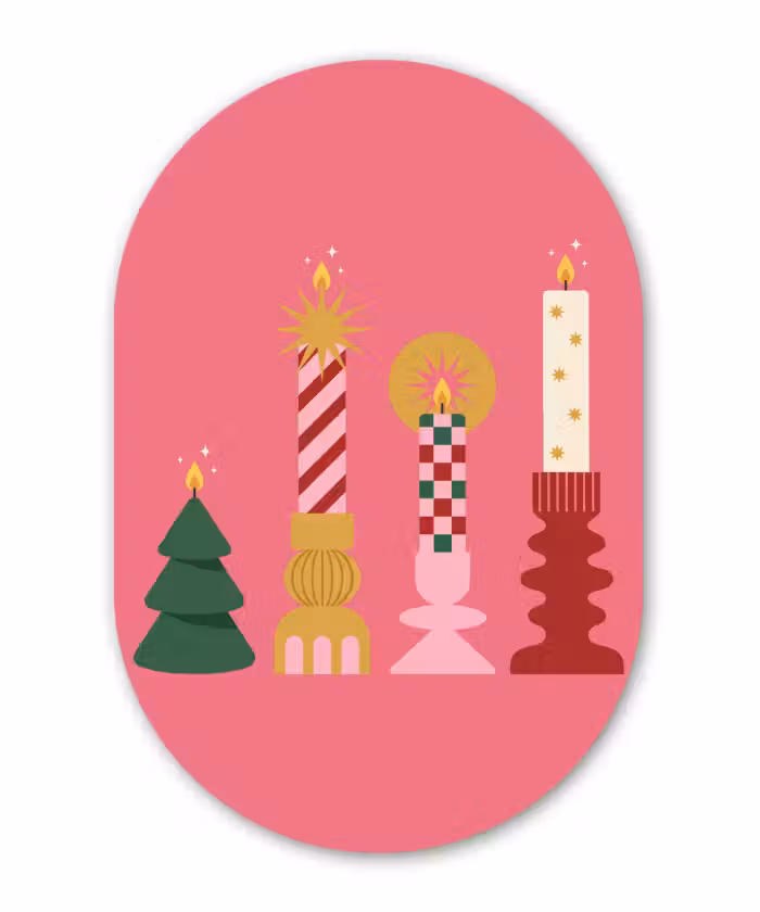Glasbild Oval - Kerzen – Party – Rosa