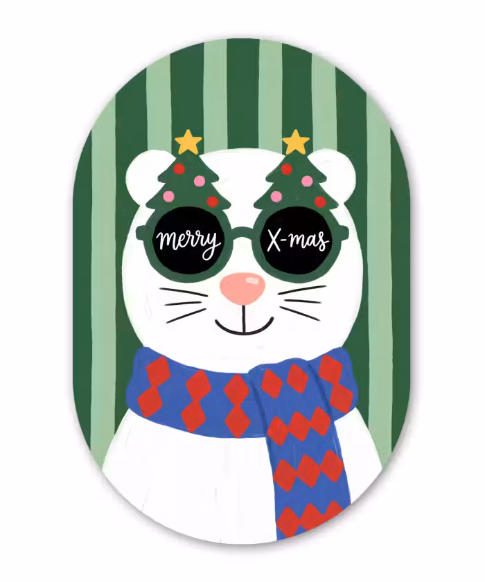 Glasbild Oval - Tier – Winter – Cartoon