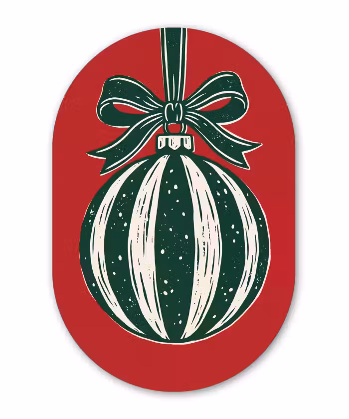 Glasbild Oval - Weihnachtskugel – Weihnachten – Rot