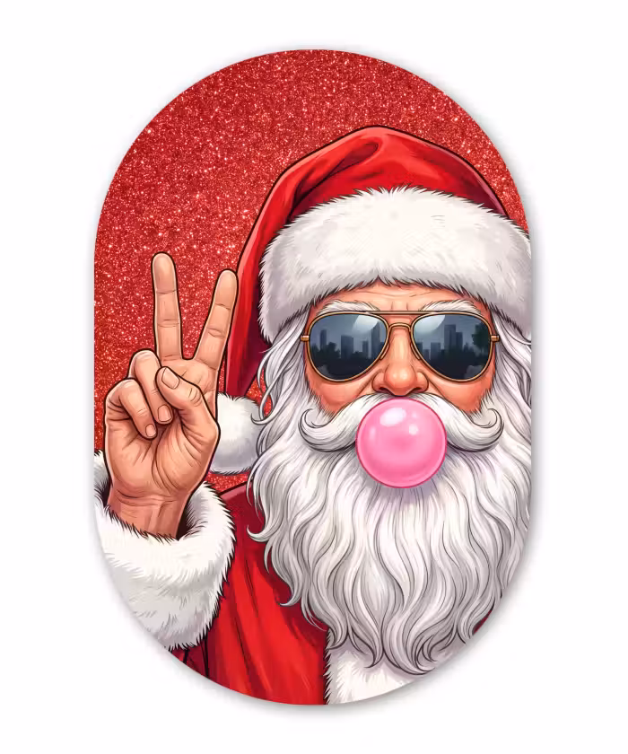 Glasbild Oval - Weihnachtsmann – Sonnenbrille – Weihnachten