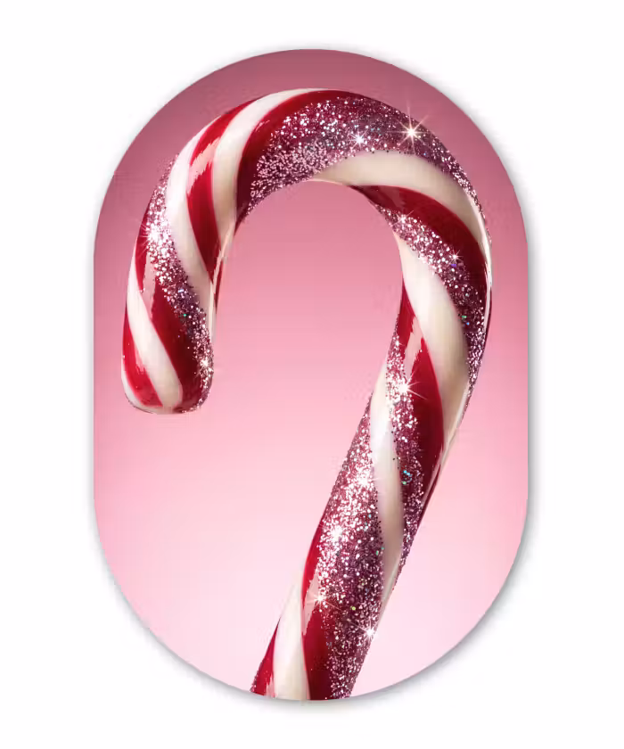 Glasbild Oval - Zuckerstange – Glitzernd – Rosa