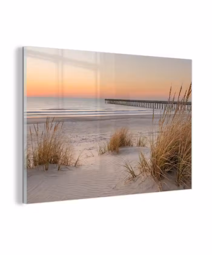 Glasbild - Pier - Sonnenuntergang - Strand