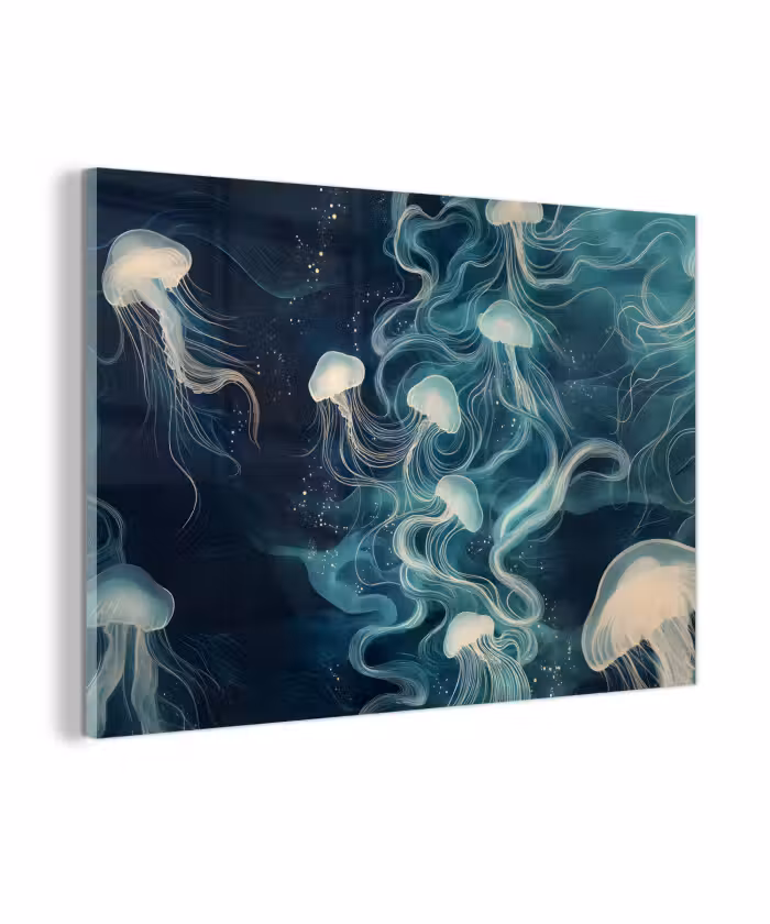 Glasbild - Qualle - Meer - Weiß - Wellen