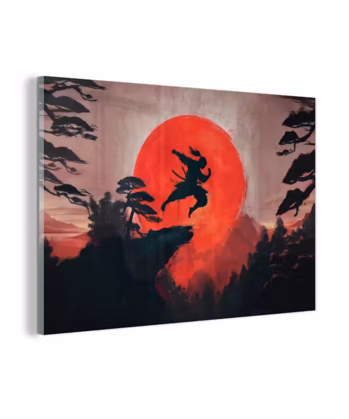 Glasbild - Sonne - Krieger - Bäume - Berge