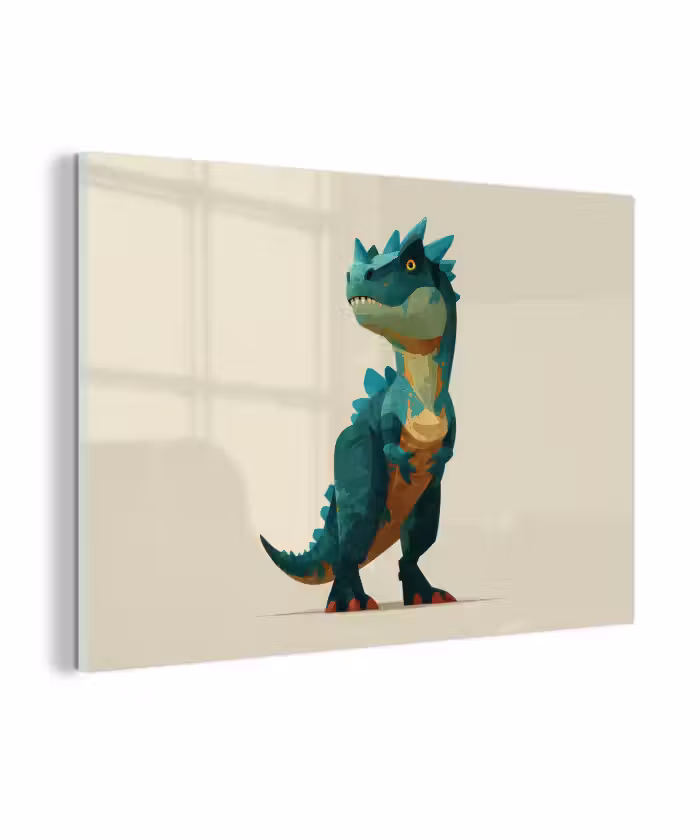 Glasbild - Stacheln - Dino - Blau - Muskulös