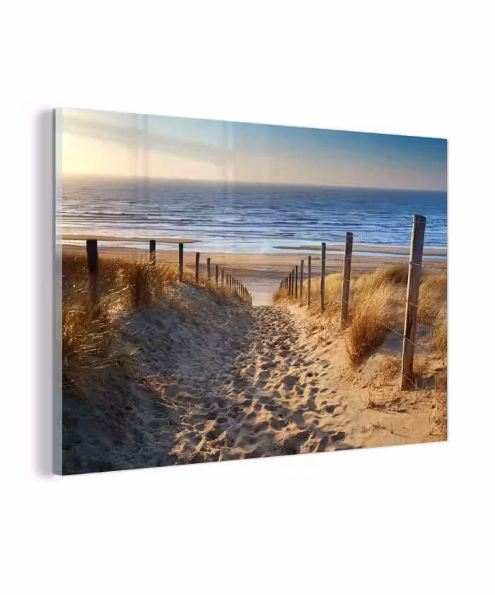 Glasbild - Strand - Meer - Niederlande - Dünen - Sonne