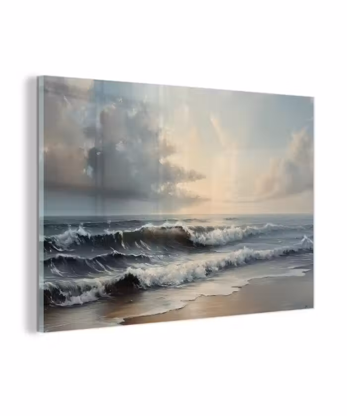 Glasbild - Strand - Meer - Sonnenuntergang