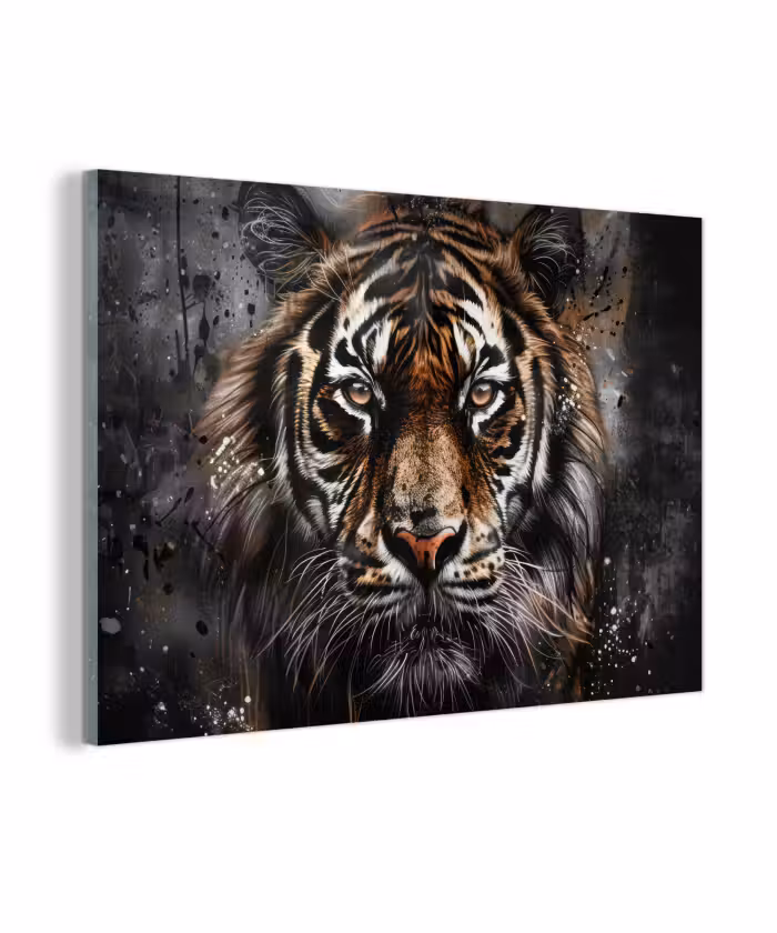 Glasbild - Tiger - Tiere - Porträt - Luxus - Schwarz