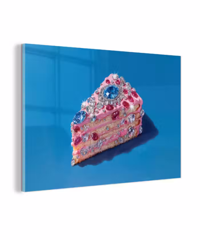 Glasbild - Torte - Edelsteine - Glitzer - Rosa