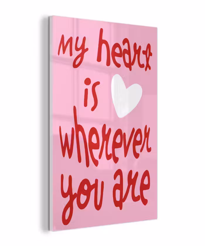 Glasbild - Valentinstag - Herz - Liebe - Rosa