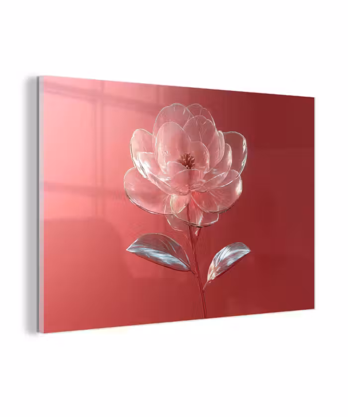 Glasbild - Verziert - Blume - Rosa - Gläser