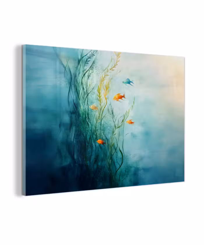 Glasbild - Wasserpflanzen - Fische - Farbenfroh - Wasser