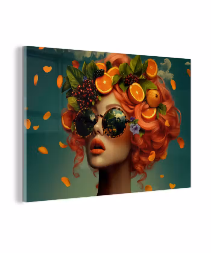 Glasbild - Weiblich - Orange - Beere - Orange