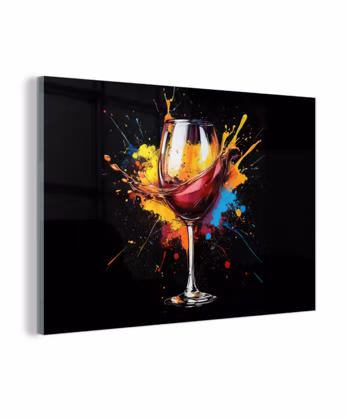 Glasbild - Wein - Glas - Graffiti - Getränk - Rot - Farbe