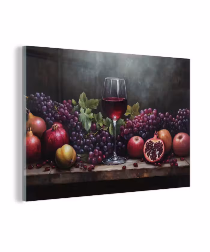 Glasbild - Wein - Obst - Stilleben