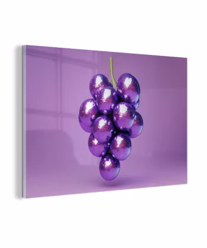 Glasbild - Weintraube - Disco - Glitzer - Lila
