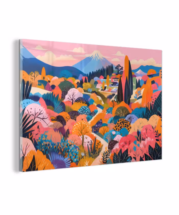 Glasbild - Weißer Berggipfel - Modern - Farbenfroh