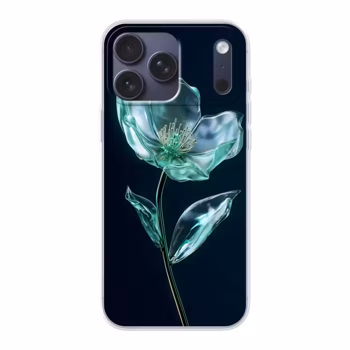 Handyhülle - Blätter - Blume - Gläser - Dunkelblau