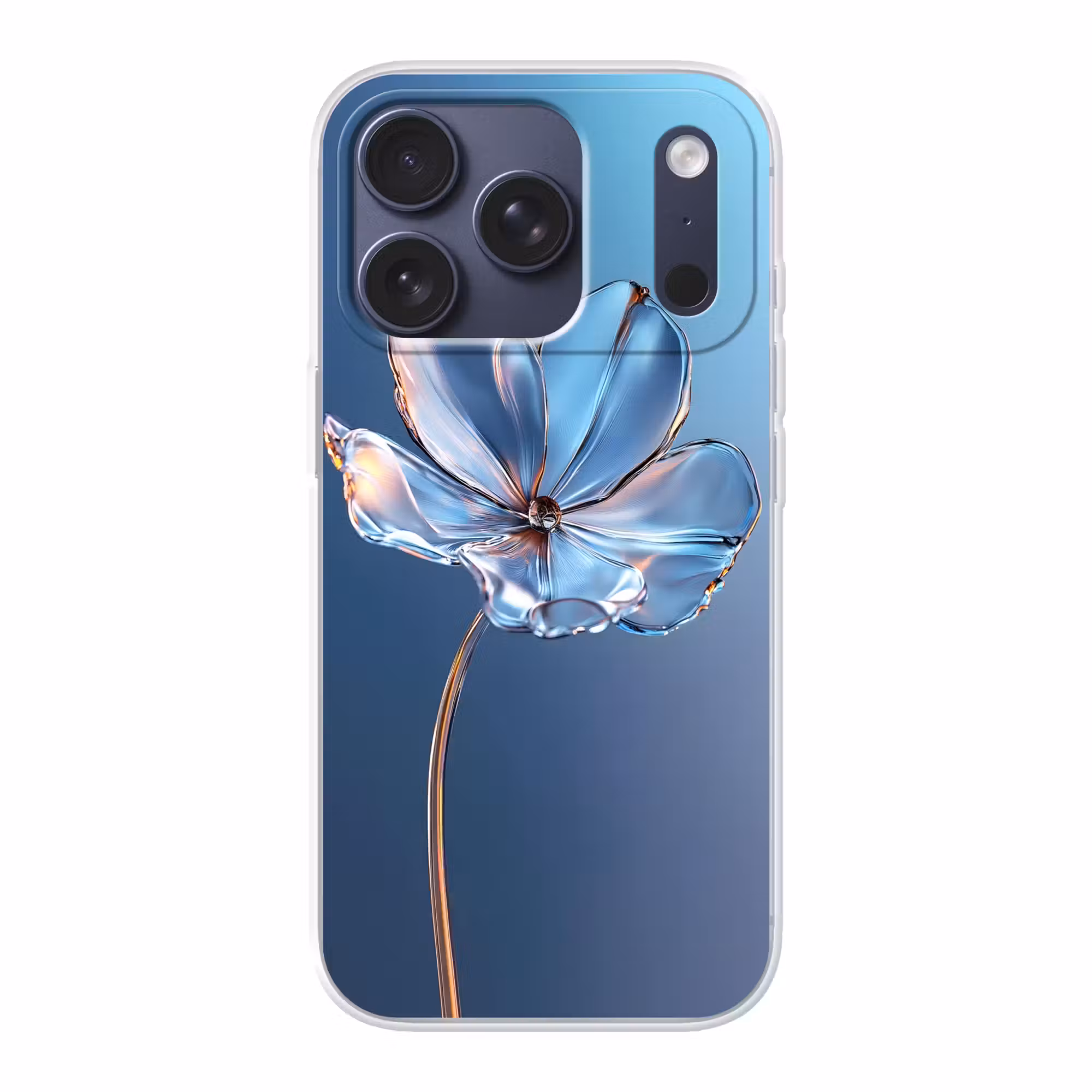 Handyhülle - Blau - Blume - Gläser - Verziert