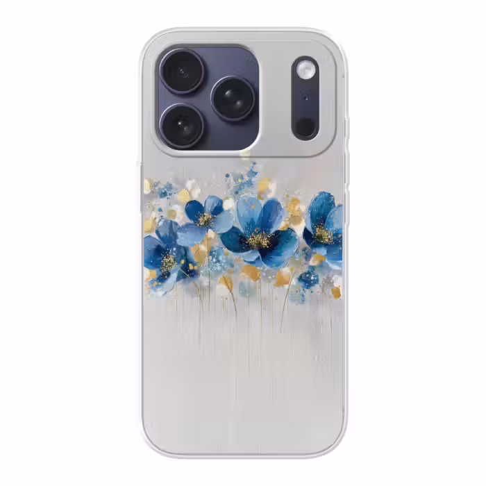Handyhülle - Blumen - Blau - Abstrakt