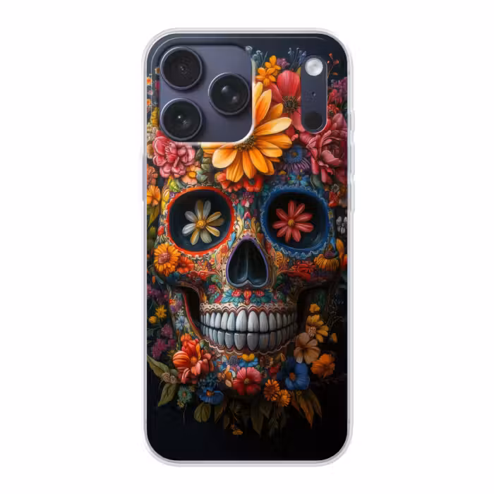 Handyhülle - Blumen - Bunt - Totenkopf