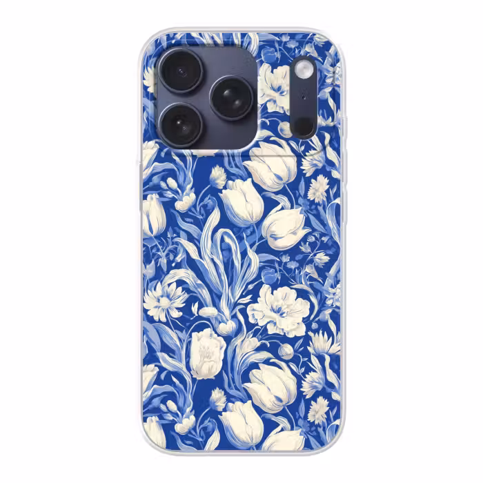 Handyhülle - Blumen - Delfter Blau - Muster - Tulpe