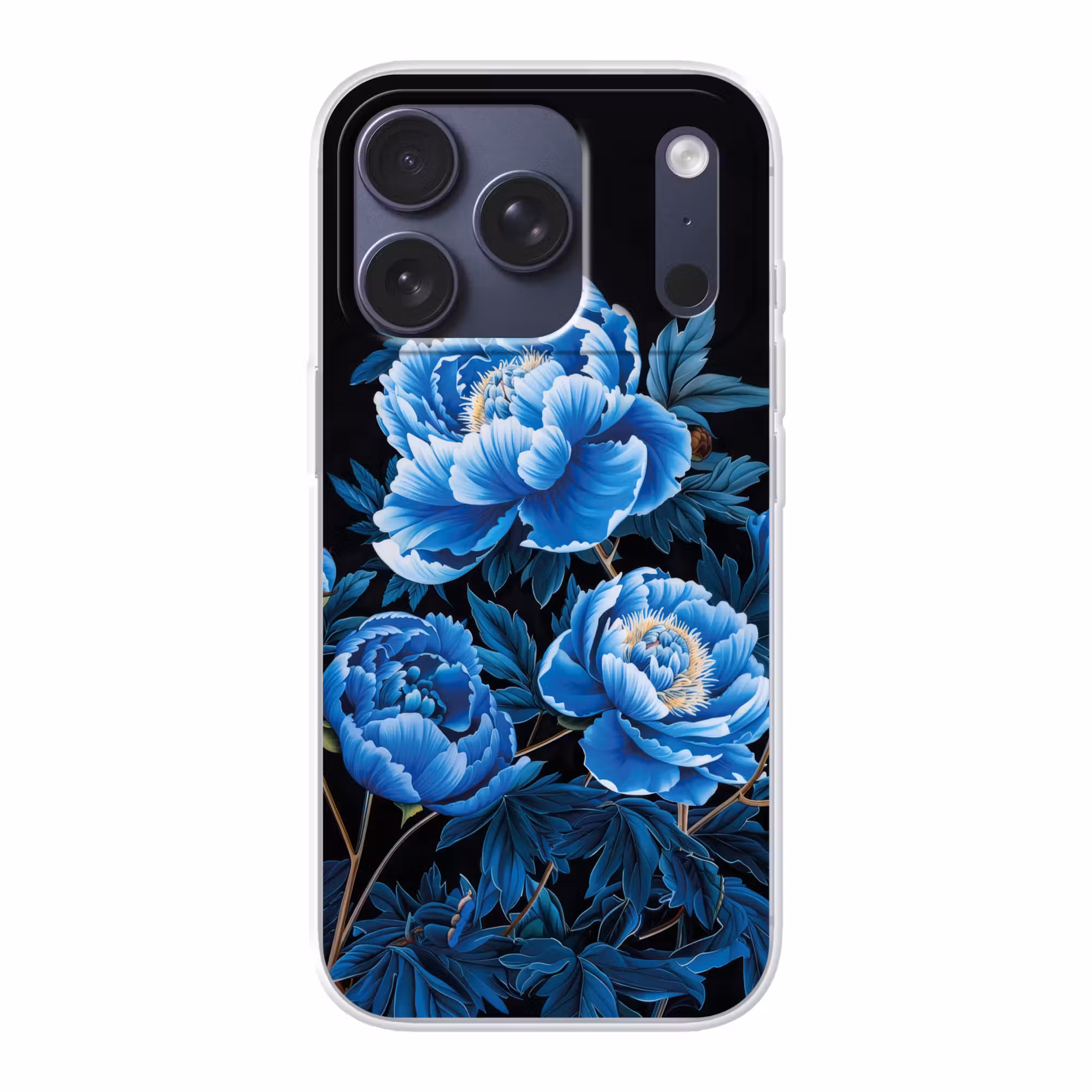 Handyhülle - Blumen - Schwarz - Blau - Modern