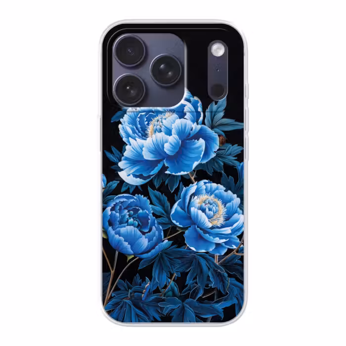Handyhülle - Blumen - Schwarz - Blau - Modern
