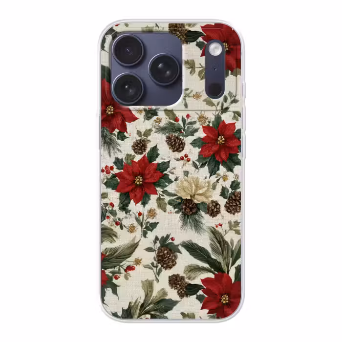 Handyhülle - Festlich - Textilmuster - Weihnachtsblumen - Farbenfroh