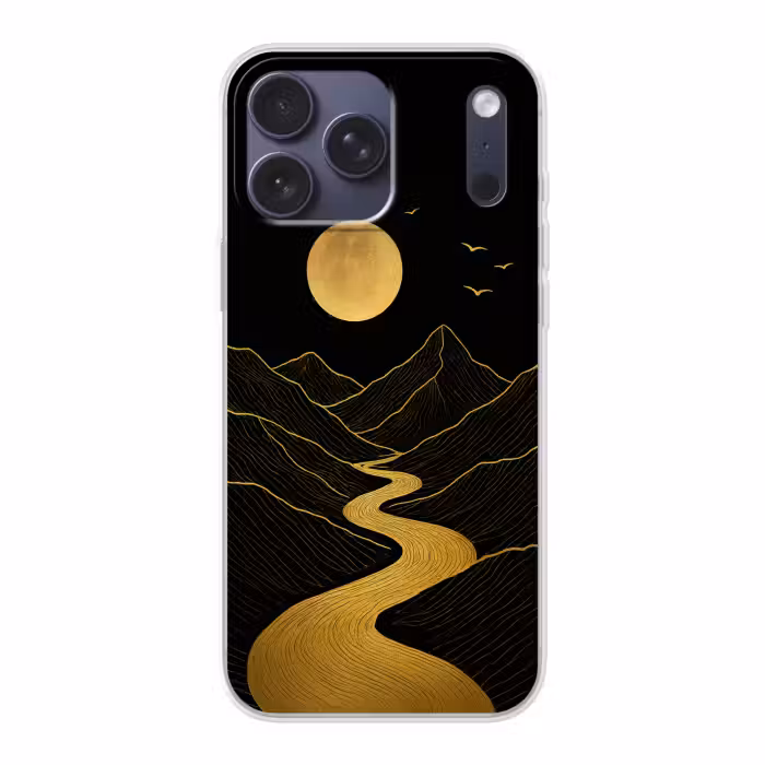 Handyhülle - Fluss - Gold - Mond - Vögel