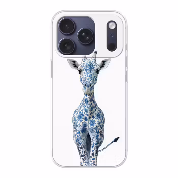 Handyhülle - Giraffe - Delfter Blau - Tiere - Minimalistisch