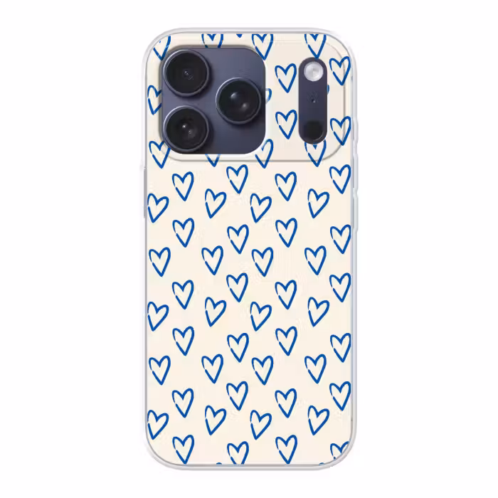 Handyhülle - Herzmuster - Blau - Beige - Liebe