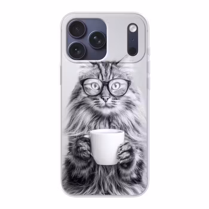 Handyhülle - Katze - Brille - Becher - Flauschig