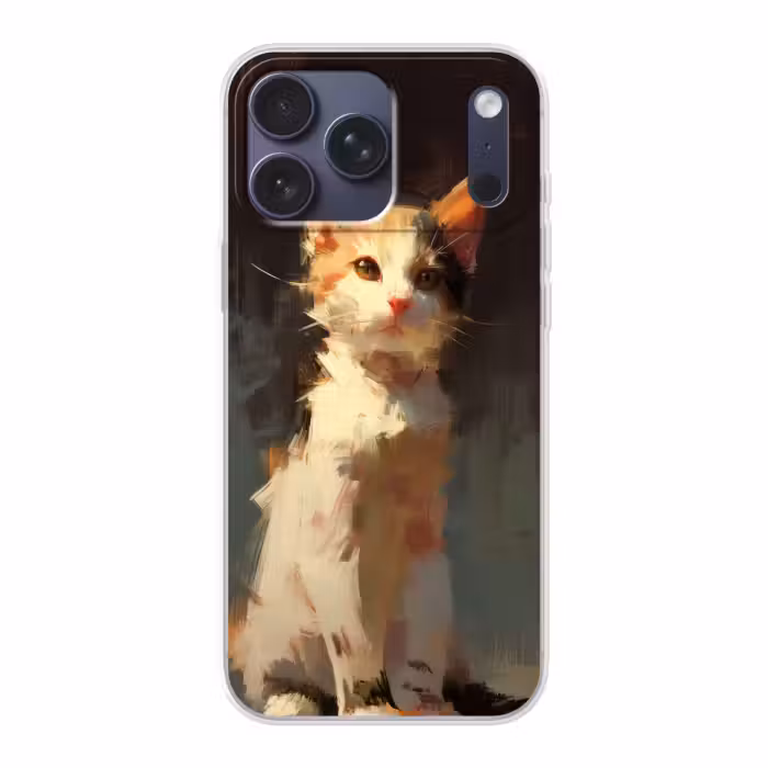 Handyhülle - Katze - Gemalt - Künstlerisch - Weiß
