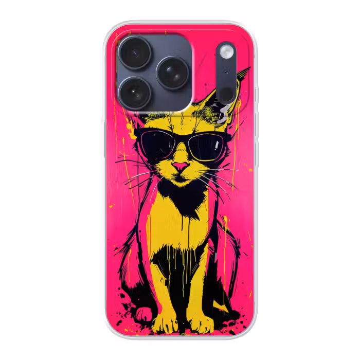 Handyhülle - Katze - Kunst - Sonnenbrille - Rosa