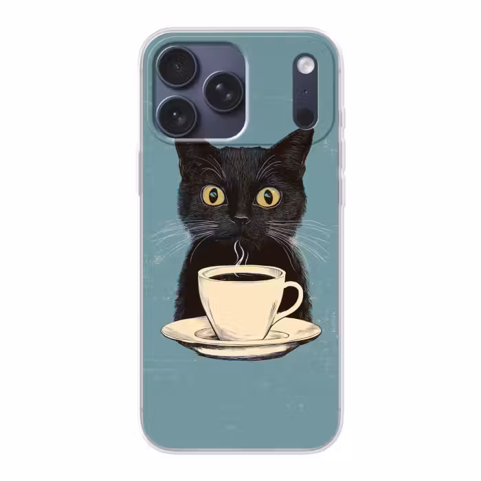 Handyhülle - Katze - Schwarz - Kaffee - Minimalistisch