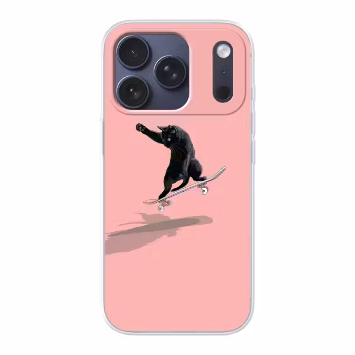 Handyhülle - Katze - Skateboard - Rosa
