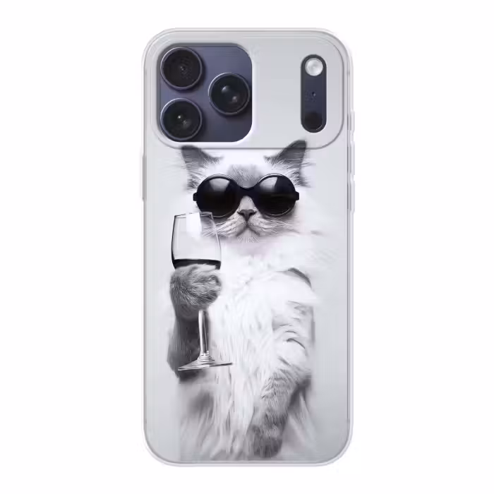 Handyhülle - Katze - Sonnenbrille - Weinglas - Langhaarig