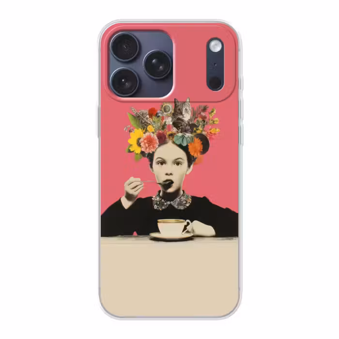 Handyhülle - Mädchen - Tasse - Blumen - Rosa