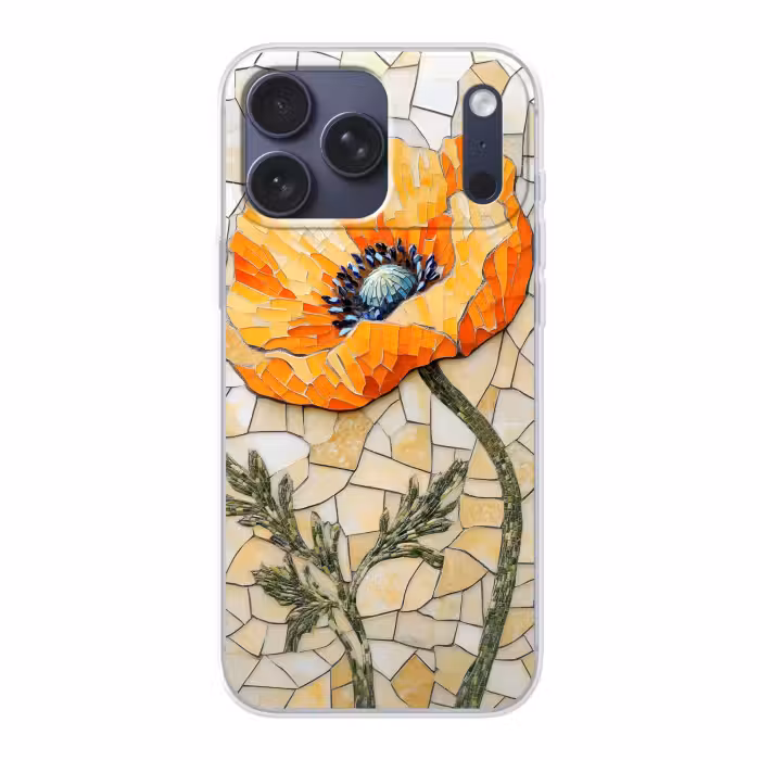 Handyhülle - Mohnblumen - Orange - Mosaik - Blätter