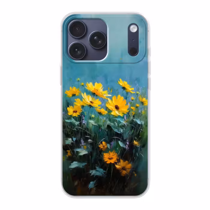 Handyhülle - Pinselstriche - Blumen - Leuchtend gelb - Abstrakt