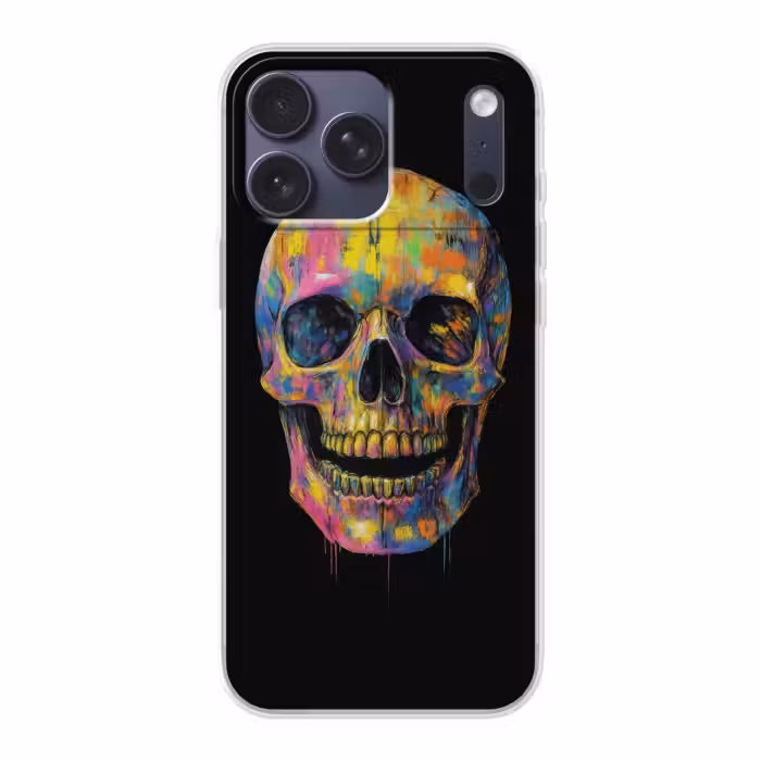 Handyhülle - Pinselstriche - Totenkopf - Farbenfroh - Abstrakt