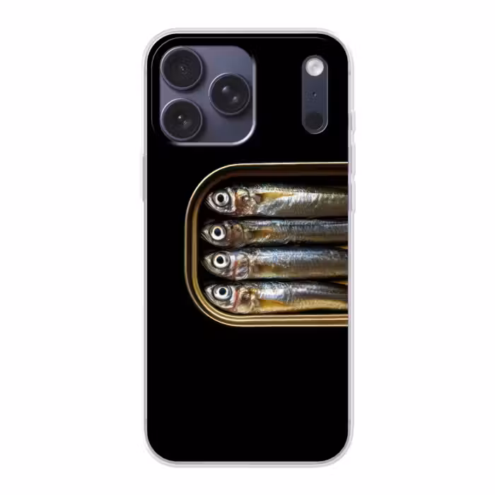 Handyhülle - Sardinen - Dose - Schwarz - Fisch