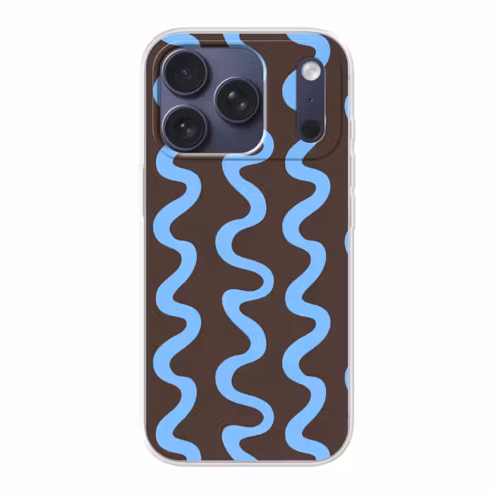 Handyhülle - Sich windende Linien - Blau - Braun - Minimalistisch