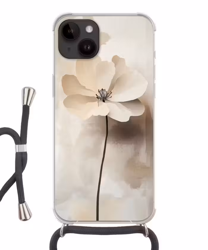 Handyhülle mit Band - Blume - Beige - Farbe - Schatten